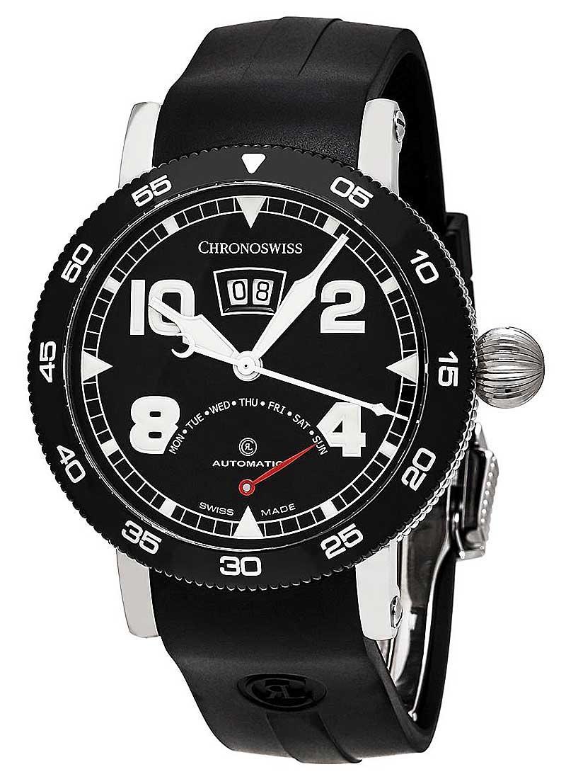 Chronoswiss Time Master Rectrograde Date 44mm Automatic in Steel with Black PVD Coated Steel