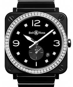 BRS in Black Ceramic with Diamond Bezel on Black Ceramic Bracelet  with Black Dial