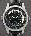 Worldtimer WW.TC in Steel on Black Leather Strap with Black Dial