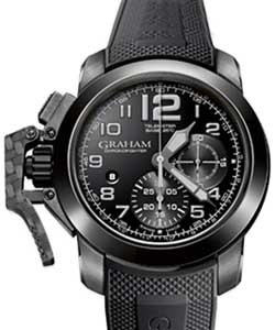 Chronofighter Oversize 47mm in Black PVD Coated Steel on Black Rubber Strap with Black Dial