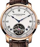Geo Graham Tourbillon 40mm in Rose Gold On Brown Crocodile Strap with Silver Dial