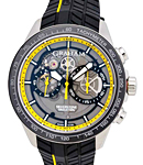 Silverstone RS Skeleton 46mm in Black PVD Coated Steel on Black with Yellow Inset Rubber Strap with Black Skeleton Dial