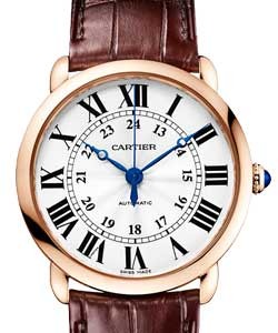 Ronde Louis 36mm in Rose Gold on Brown Crocodile Leather Strap with Silver Flinque Dial