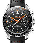 Speedmaster Moonwatch Master Co-Axial 44.25mm Automatic in Steel with Ceramic Bezel on Black Leather Strap with Black and Orange Mid Section Dial