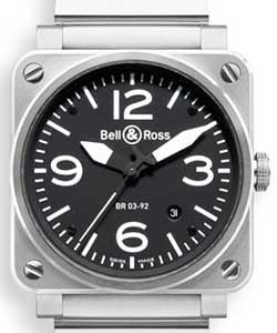 BR03-92 in Steel on Steel Bracelet with Black Dial