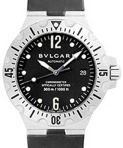 Diagono Professional Scuba 38mm in Steel on Black Rubber Strap with Black Dial