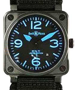 BR03-92 Automatic in PVD Coated Steel on Black Naylon Strap with Black Dial with Blue Arabic Markers