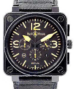 BR 01-94 Chronograph in Black Carbon Steel - Limited Edition on Black Leather Strap with Black Dial