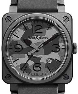 BR 03-92 Black Camo in Black Ceramic on Black Rubber Strap with Black Camo Dial