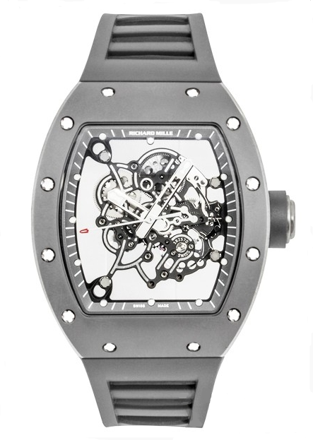 RM 055 Bubba Watson in Titanium on Gray Rubber Strap with Skeleton Dial