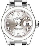 Ladies Datejust 28mm in Steel with Domed Bezel on Oyster Bracelet with Silver Roman Dial