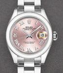 Datejust 28mm Automatic in Steel with Domed Bezel on Steel Oyester Braclet with Pink Roman Dial