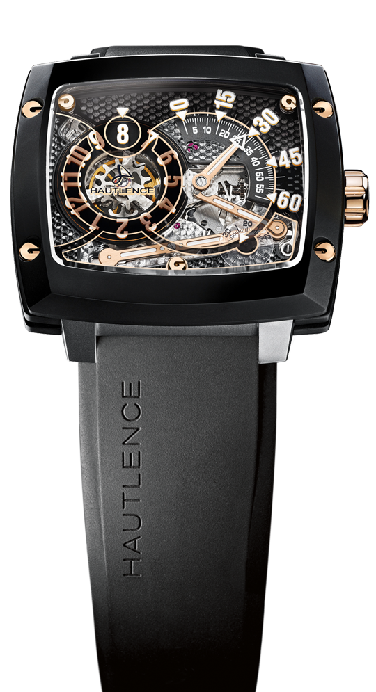 Atelier Jump Hour Retrograde in Titanium on Black Rubber Strap with Skeleton Dial