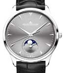 Master Ultra Thin Moon in White Gold on Black Alligator Leather Strap with Grey Sunray Dial