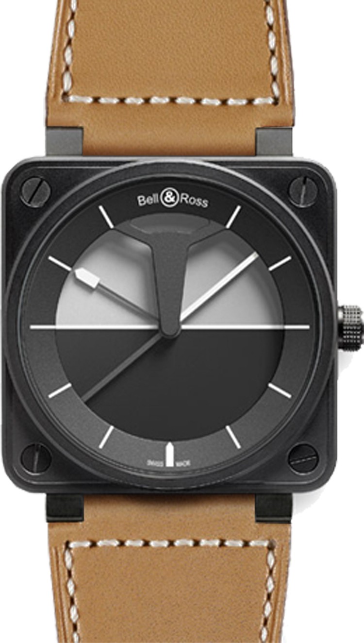 BR 01-92 Horizon in Black PVD Steel - Limited to 999 Pieces on Brown Leather Strap with Black and Grey Dial