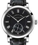 Richard Lange Pour le Marite in White Gold - Limited Edition of 218 Pieces On Black Crocodile Leather Strap with Black Dial