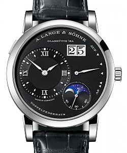 Lange 1 Moonphase in White Gold On Black Alligator Leather Strap with Black Dial