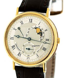 Classique Moonphase & Power Reserve in Yellow Gold on Black Leather Strap with Silver Dial