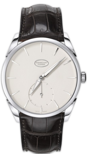 Tonda 1950 39mm Automatic in White Gold on Brown Alligator Leather Strap with Grained White Dial