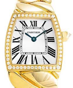 La Dona de Cartier iin Yellow Gold with Diamond Bezel on Yellow Gold Bracelet with Silver Dial
