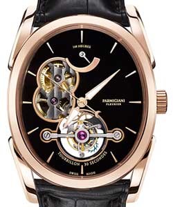 Ovale Tourbillon 45.0mm in Rose Gold on Black Alligator Leather Strap with Black Dial