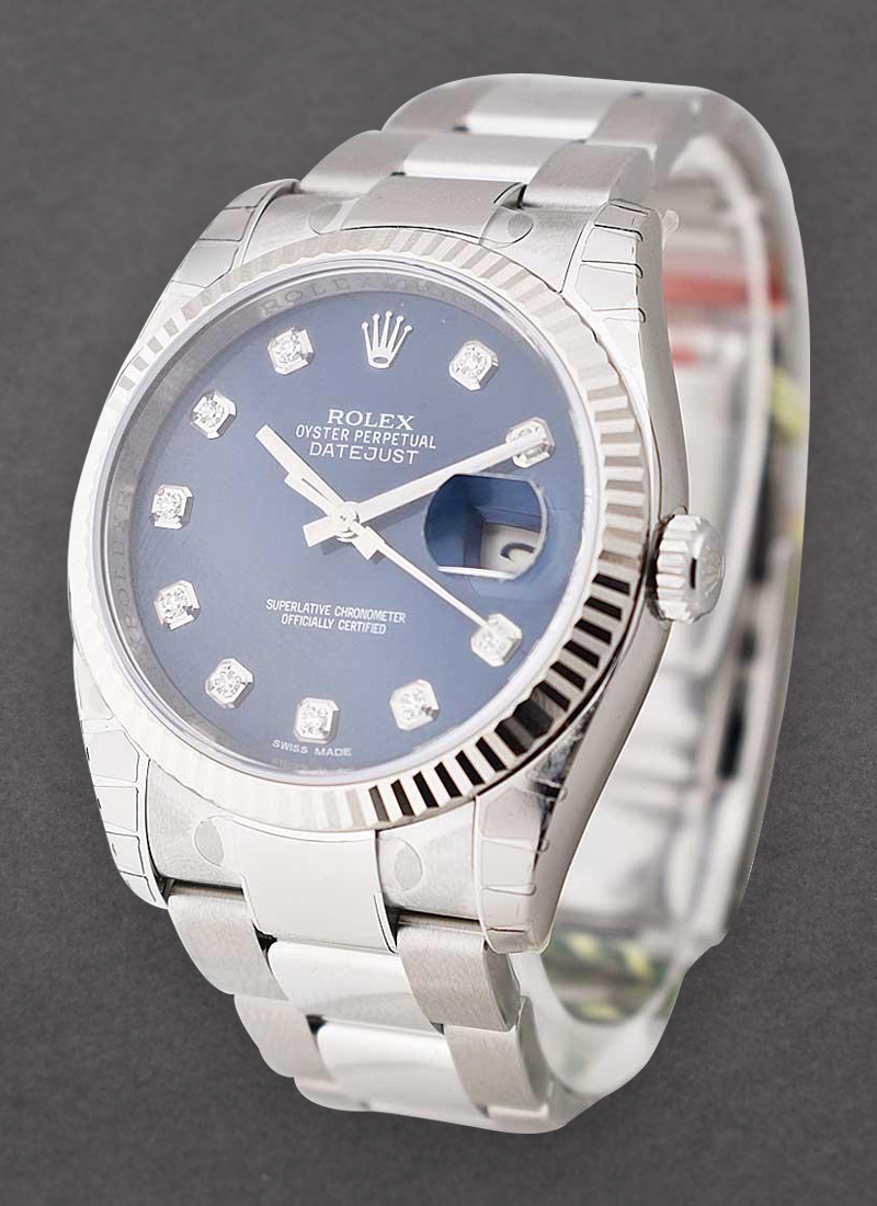 Rolex Unworn Datejust 36mm in Steel with White Gold Fluted Bezel