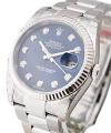Datejust 36mm in Steel with White Gold Fluted Bezel on Steel Oyster Bracelet with Blue Diamond Dial