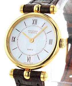Pierre Arpels Classic Quartz in Yellow Gold on Brown Lizard Leather Strap with Mother of Pearl Dial