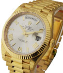 Day Date 40mm President in Yellow Gold with Fluted Bezel on President Bracelet with Silver Roman Dial