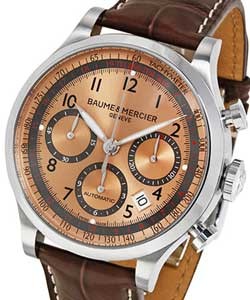 Capeland Chronograph in Steel on Brown Leather Strap with Brown Sun Satin Dial