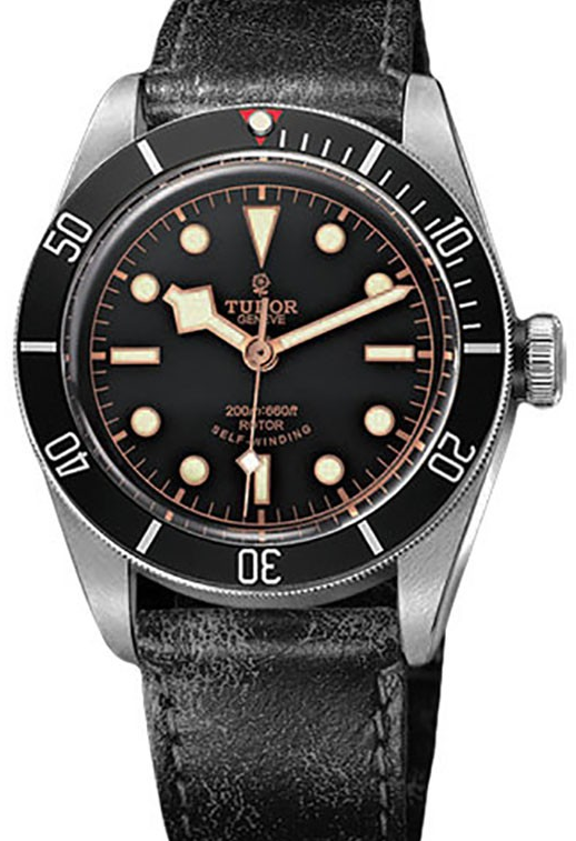 Heritage Black Bay in Steel with Black Bezel on Aged Black Leather Strap with Black Dial