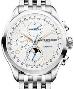 Clifton Chronograph Moonphase in Steel on Steel Bracelet with Silver Dial