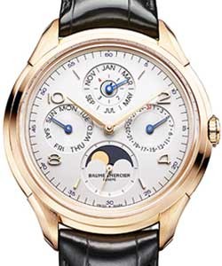 Clifton 1830 Perpetual Calendar Moonphase in Rose Gold on Black Leather Strap with Silver Dial