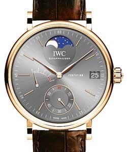Portofino Hand-Wound Eight Days Moonphase 45mm in Red Gold on Brown Alligator Leather Strap with Grey Dial