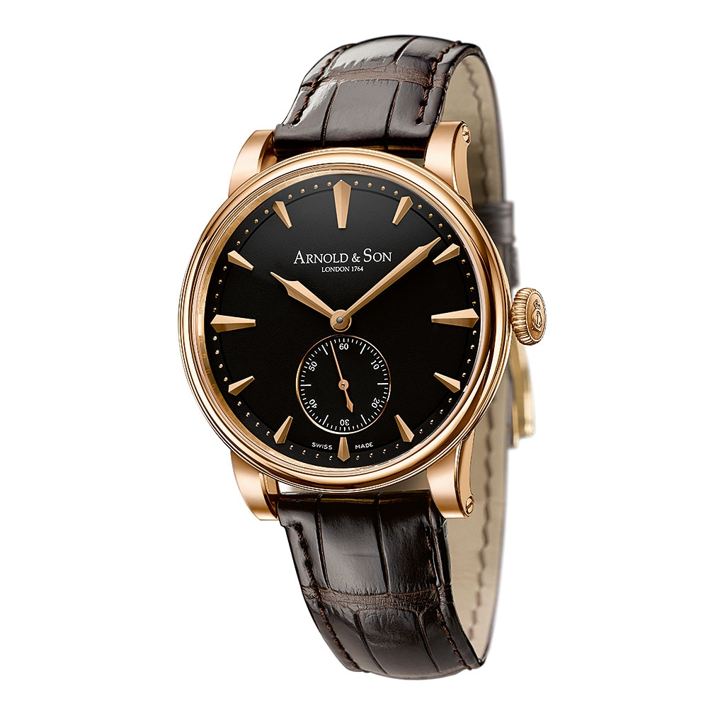 HMS1 Mid Complications 40mm in Rose Gold on Brown Crocodile Leather Strap with Black Dial
