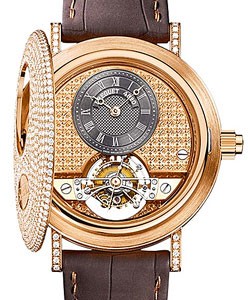 Classique Complications Tourbillon in Rose Gold with Diamond Accent on Brown Leather Strap with Rose Gold and Grey Dial