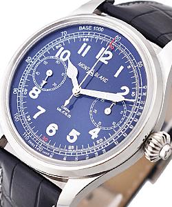 1858 Chronograph 44mm in Stainless Steel On Black Crocodile Leather Strap with Blue Dial- Minerva Movement