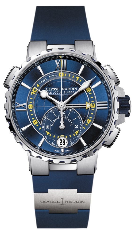 Marine Regatta Chronograph in Steel on Blue Rubber Strap with Marine Blue Dial