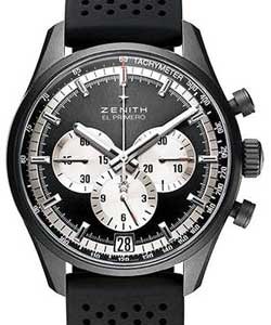 El Primero 36000 VPH Chronograph in Ceramised Aluminium On Black Rubber Strap with Black Dial