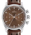 El Primero Chronomaster Heritage 38mm in Steel on Brown Leather Strap with Brown Dial