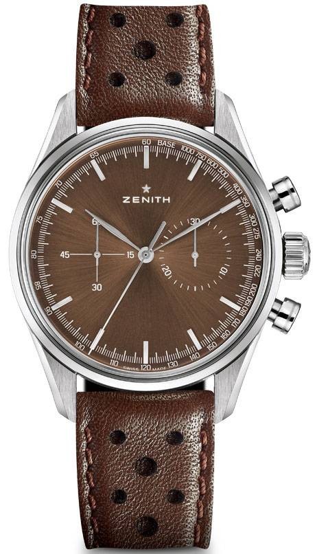 El Primero Chronomaster Heritage 38mm in Steel on Brown Leather Strap with Brown Dial