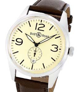 Vintage BR 123 Original 40mm in Steel On Brown Calfskin Leather Strap with Light Brown Dial