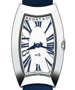 Bedat no. 3 in Steel on Blue Satin Strap with Silver Dial