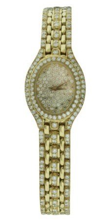 Classique in Yellow Gold with Diamond Bezel on Yellow Gold Diamond Bracelet with Pave Diamond Dial