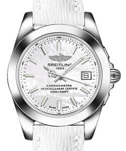 Galactic 36mm Quartz in Steel on White Sahara Calfskin Leather Strap with White Stick Dial