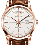 Transocean Day-Date Series in Rose Gold On Brown Crocodile Leather Strap with Tang Buckle  with Silver Dial