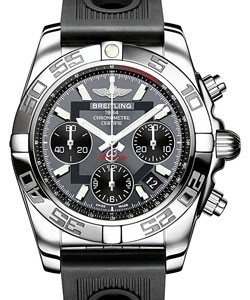 Chronomat 41 41mm in Steel on Black Rubber Strap with Grey Dial