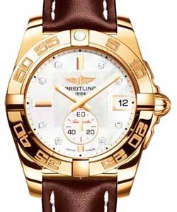 Galactic 36 Automatic in Rose Gold on Brown Calfskin Leather Strap with MOP Diamond Dial
