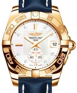 Galactic 36 Automatic in Rose Gold on Blue Calfskin Leather Strap with MOP Diamond Dial