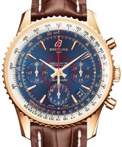 Montbrillant 01 Chronograph Automatic in Rose Gold on Brown Crocodile Strap with Blue Dial
